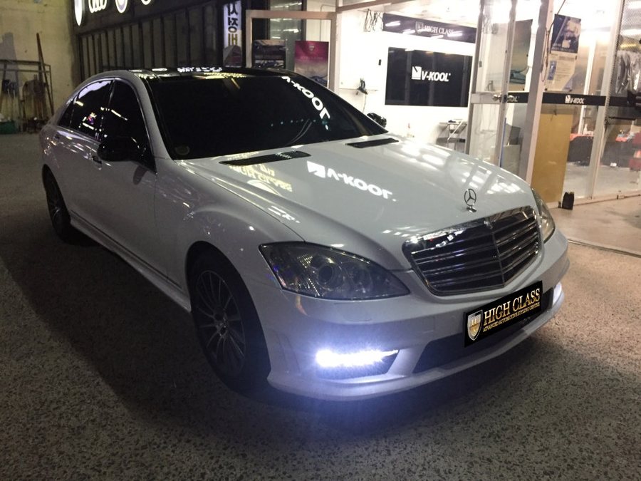 창원 전체랩핑 벤츠 S55 AMG 블랙에서 유광 화이트로 컬러 변경
