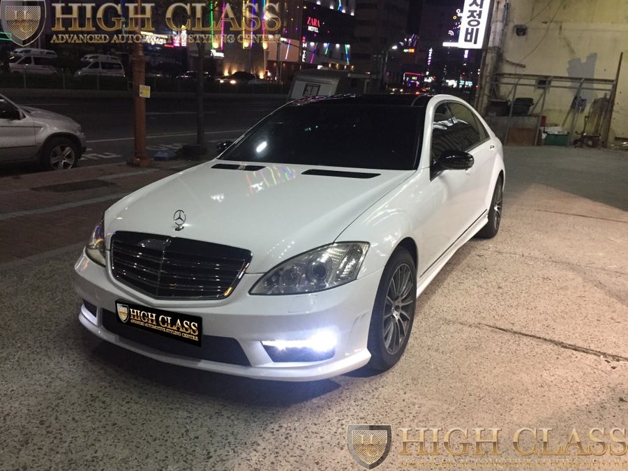 창원 전체랩핑 벤츠 S55 AMG 블랙에서 유광 화이트로 컬러 변경
