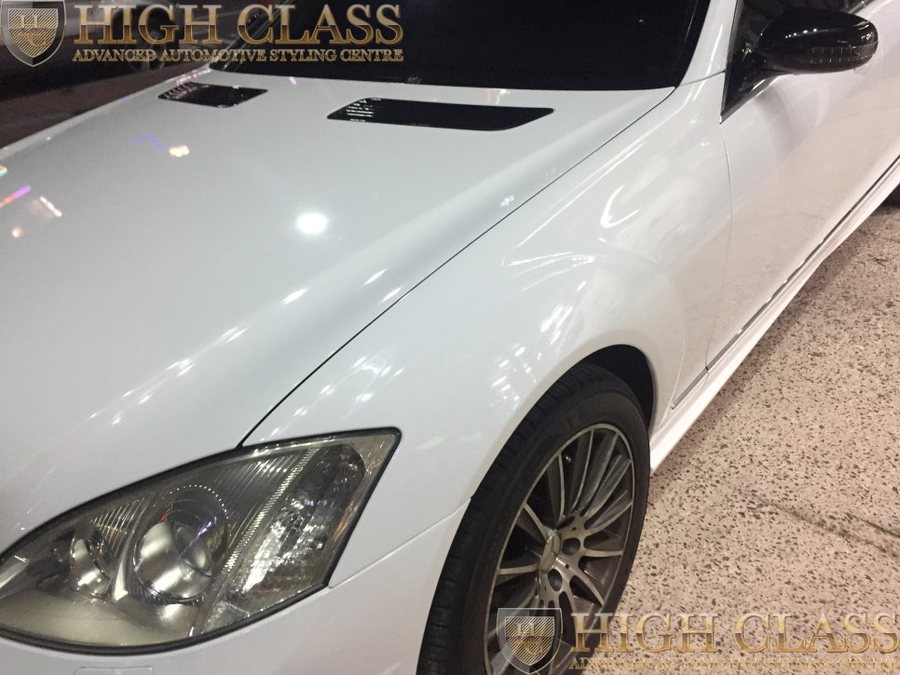 창원 전체랩핑 벤츠 S55 AMG 블랙에서 유광 화이트로 컬러 변경