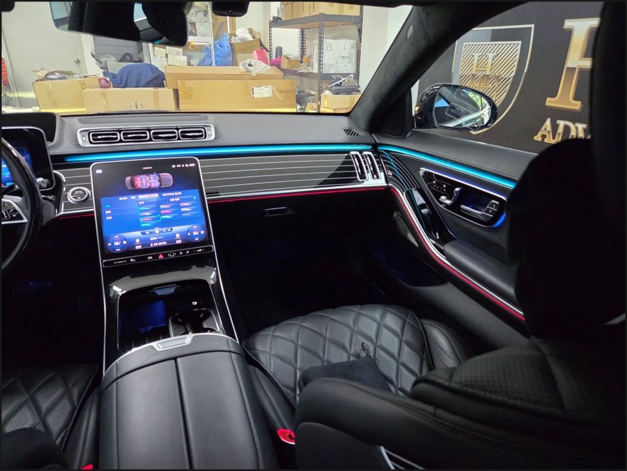 벤츠 W223 피아노트림 풀세트 + 등받이 시공, S클래스 S580