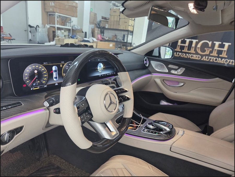 벤츠 CLS450 베이지 잠자리핸들, 반자율주행과 핸들열선까지 그대로